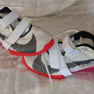 Nike Athletic Shoes White Red Velcro Mid-Top